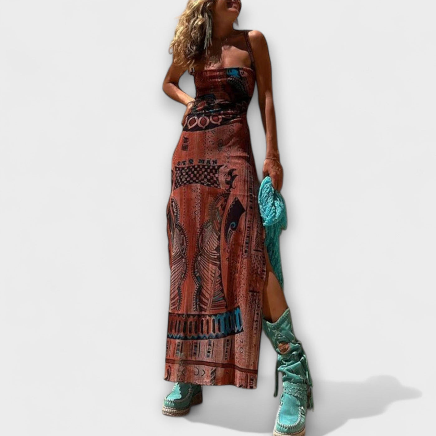 Tarifa - Vestido Midi Único con Cuello Cowl