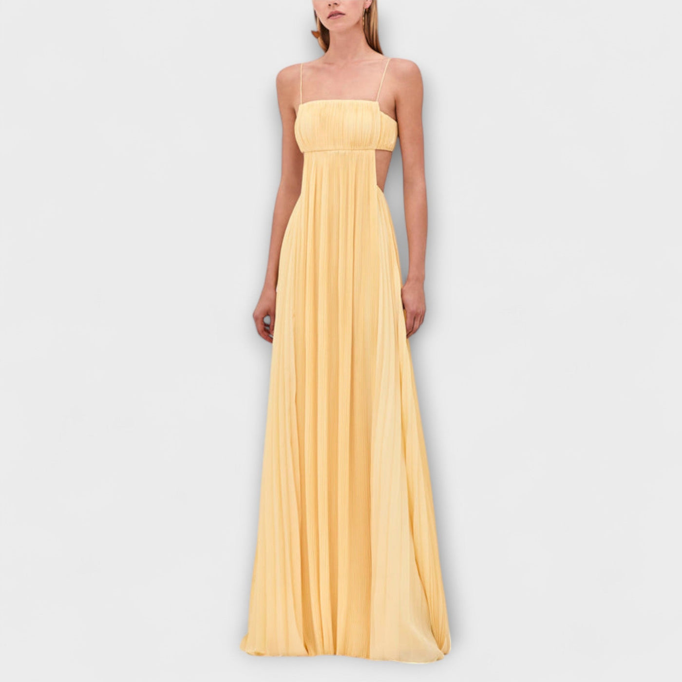 Mireille - Elegante Vestido Maxi Plisado con Cutouts