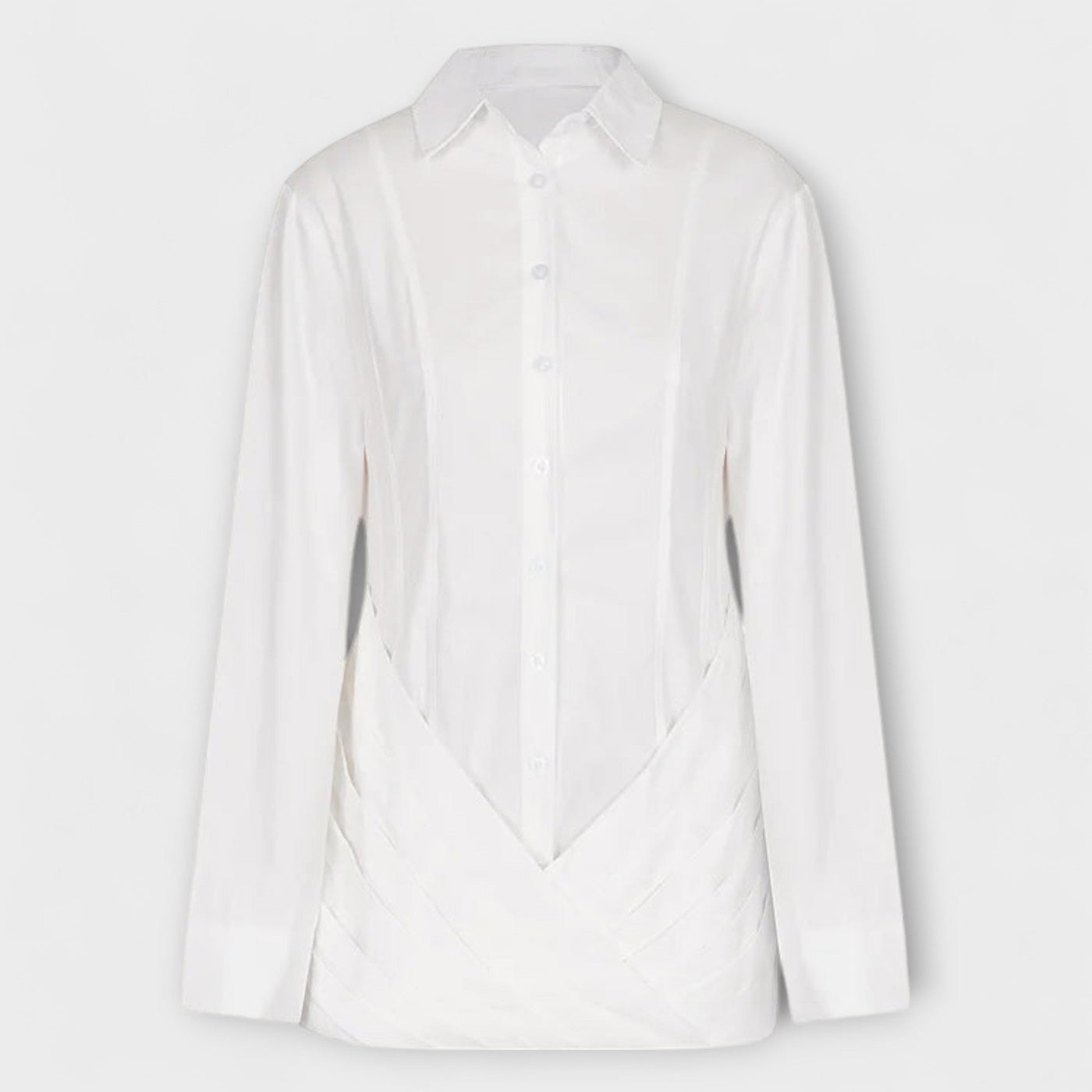 Indie - Vestido de camisa plisado blanco de manga larga