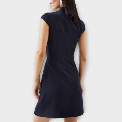 Elowen - Vestido mini de patchwork inspirado en lo militar con cuello alto