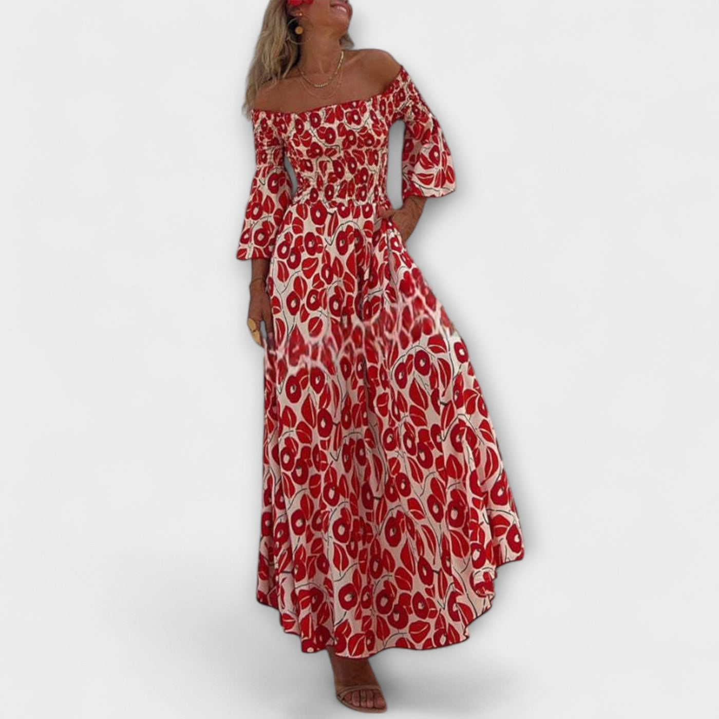 Sienna - Vestido maxi sin hombros apto para vacaciones