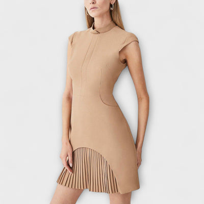 Elowen - Vestido mini de patchwork inspirado en lo militar con cuello alto