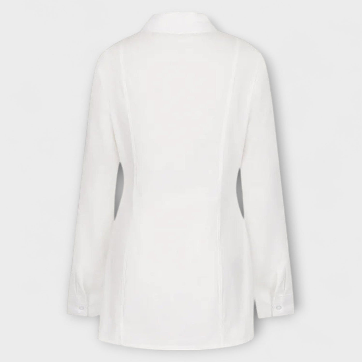 Indie - Vestido de camisa plisado blanco de manga larga