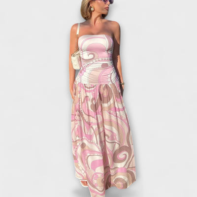 Tatum - Impresionante vestido maxi sin mangas en tonos pastel