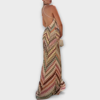 Remi - Vestido Maxí de Punto con Patrón de Pescado Colorido