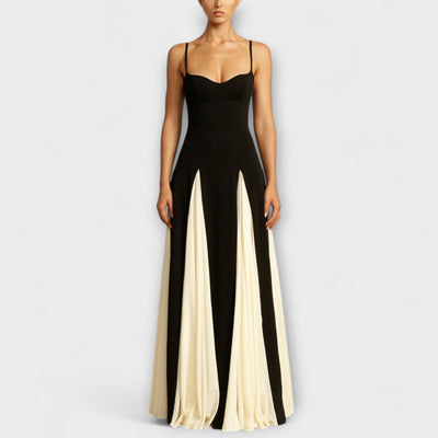 Ember - Elegancia Clásica Vestido Maxi A-Línea con Paneles de Tul